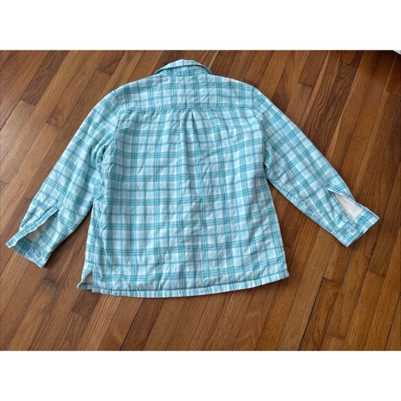L.L. Bean Plaid Flannel Shirt Fleece Lined Women's Jacket Vintage Teal Size L - Picture 5 of 6